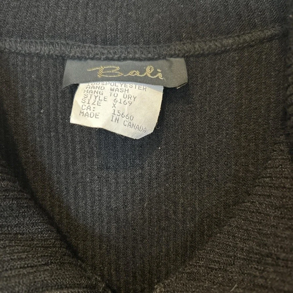 Bali Full Zip Jacket Women 1X Black Patchwork Mixed Media Ribbed Canada - Picture 4 of 8